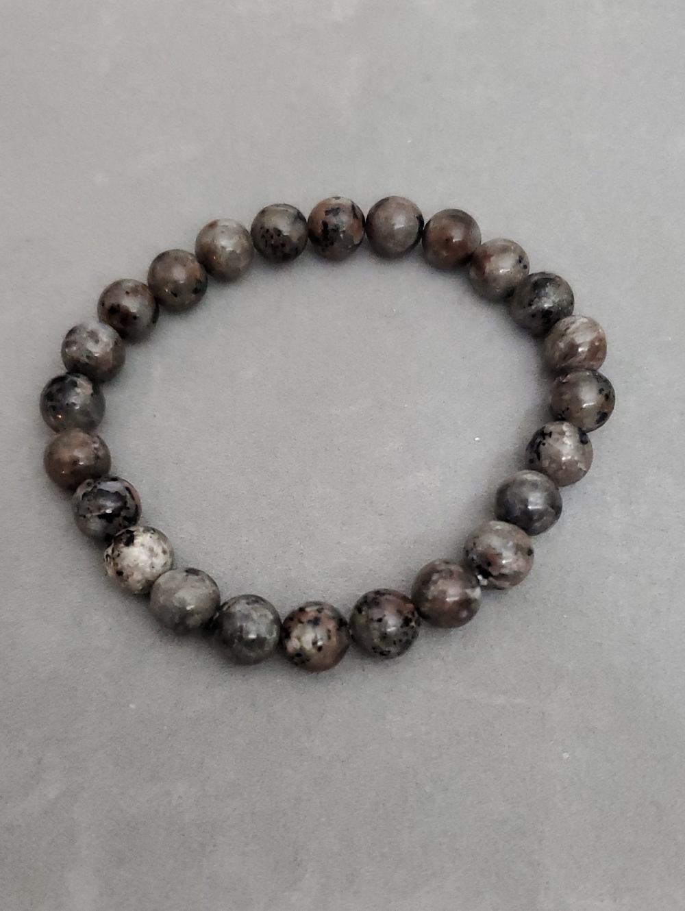 Natural Stone Beaded Stretch Bracelet - Gray Brown